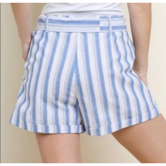 Umgee Striped  Paperbag Lined Shorts Coastal Grandma Beach Boho Chic Preppy Cool - Picture 4 of 10